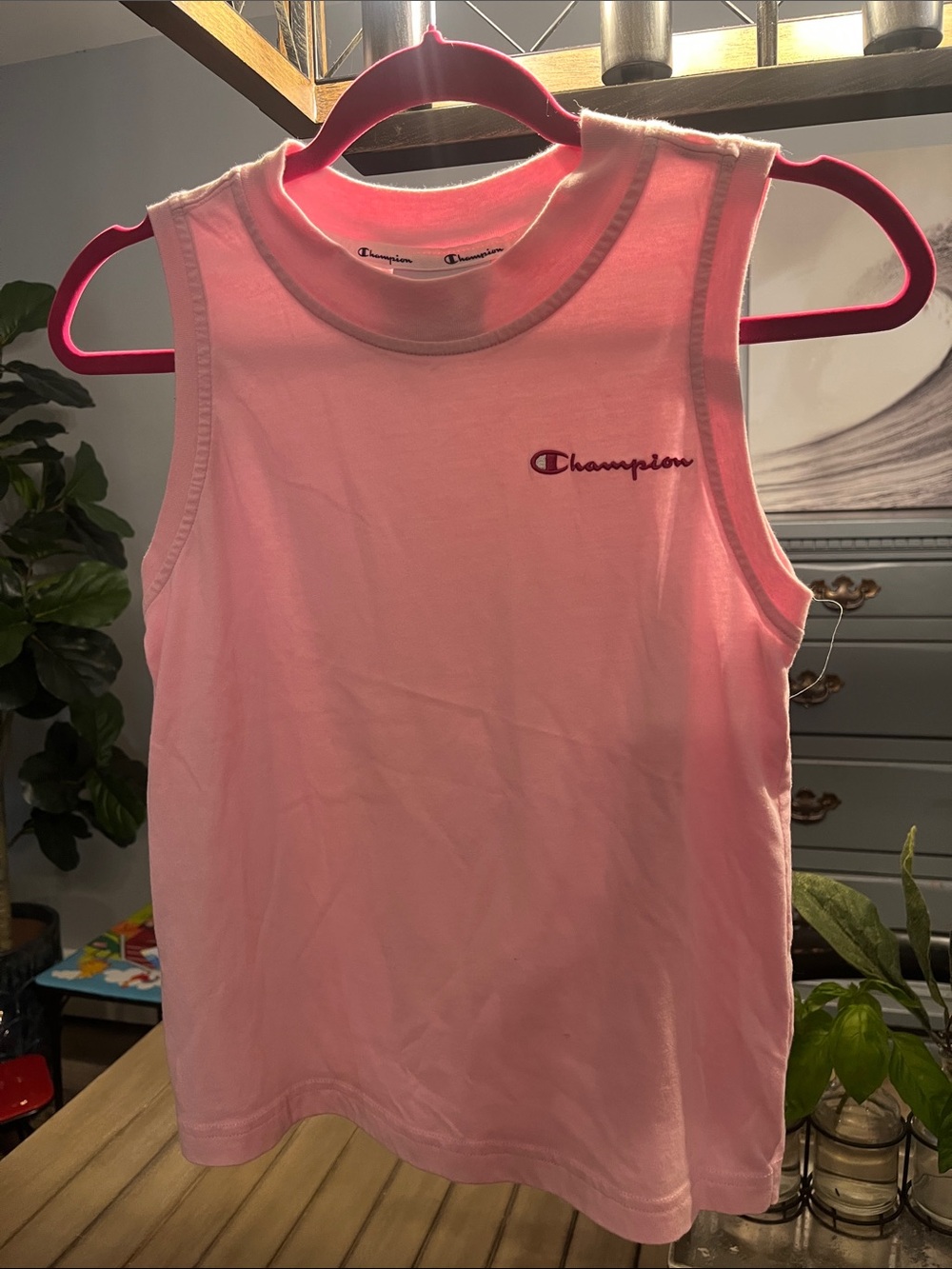 Champion Pink Girls' Sleeveless Tank Top with Script Logo